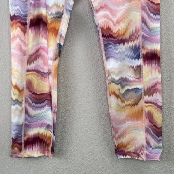 C&C California Wave Sunset Multi High Waist Pocket Crop Workout Leggings SM NWT - Picture 5 of 13